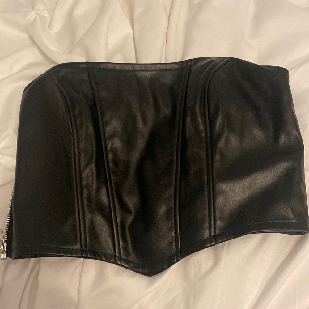 Black adika leather tube top